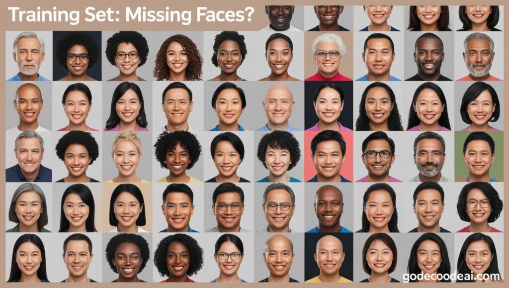 A collage of different faces (race, gender, age) labeled