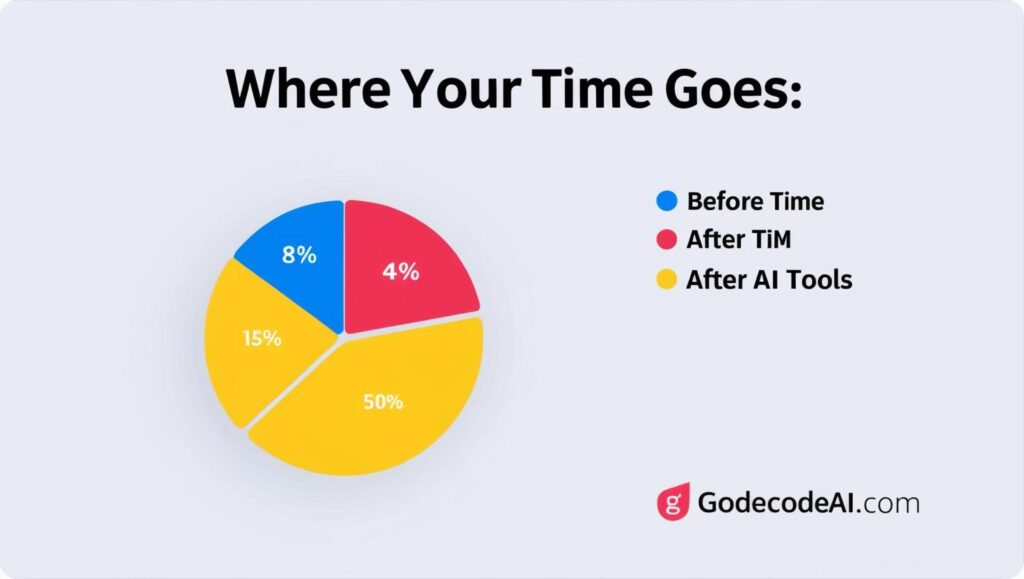 A pie chart titled “Where Your Time Goes” before and after AI tool