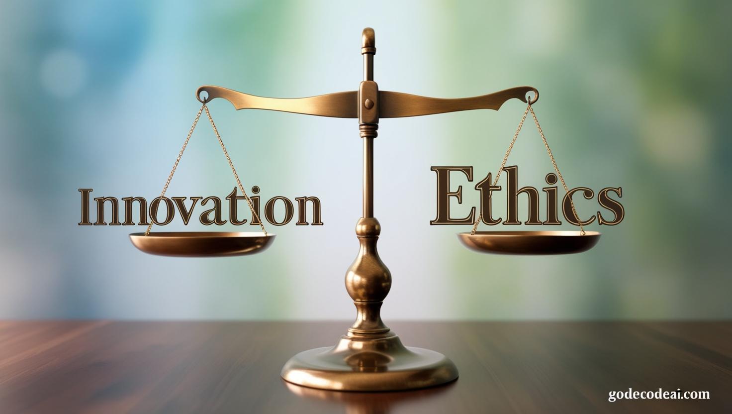A scale balancing “Innovation” on one side and “Ethics” on the other