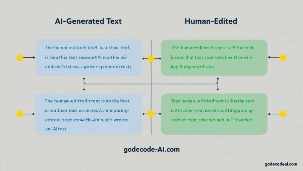 AI generated text versus human edited content with highlights of key differences