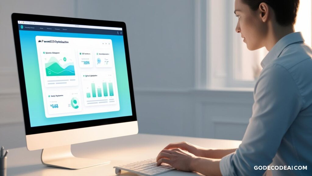 AI tool on a computer screen, receiving suggestions for SEO optimization