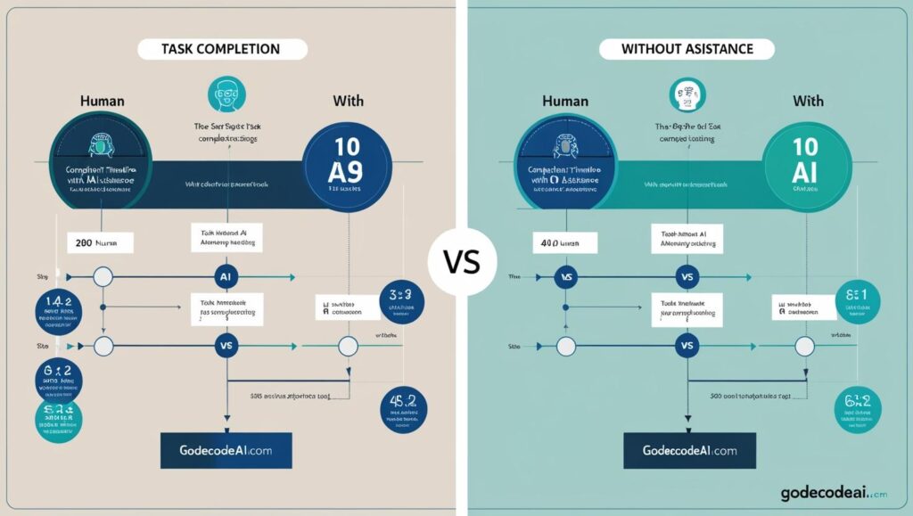 Side by side timeline of task human only vs. AI assisted