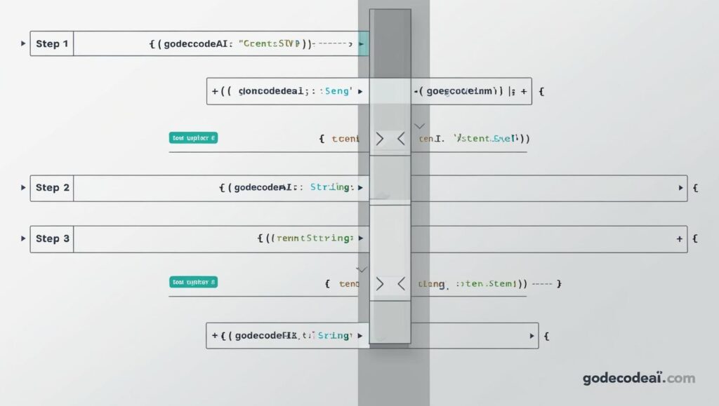 Vertical flow showing each step with matching code snippets