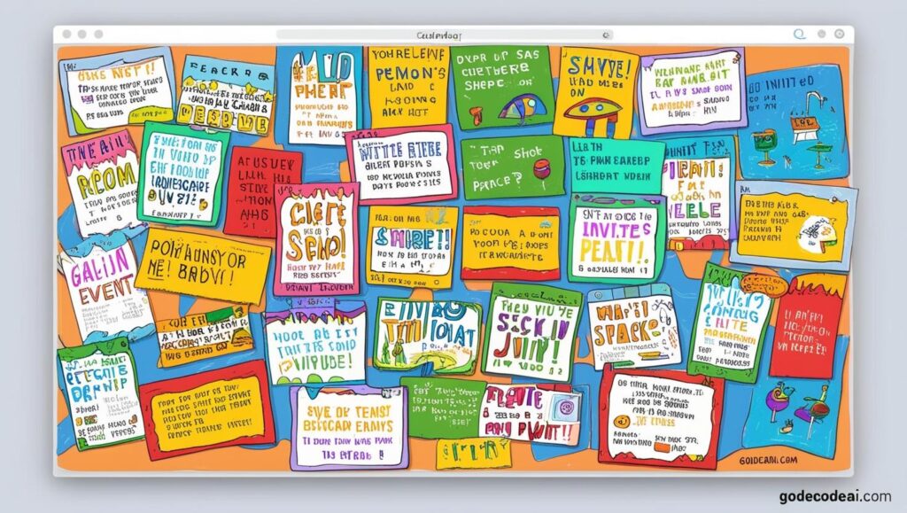 calendar filled with absurd, fake event invites generated