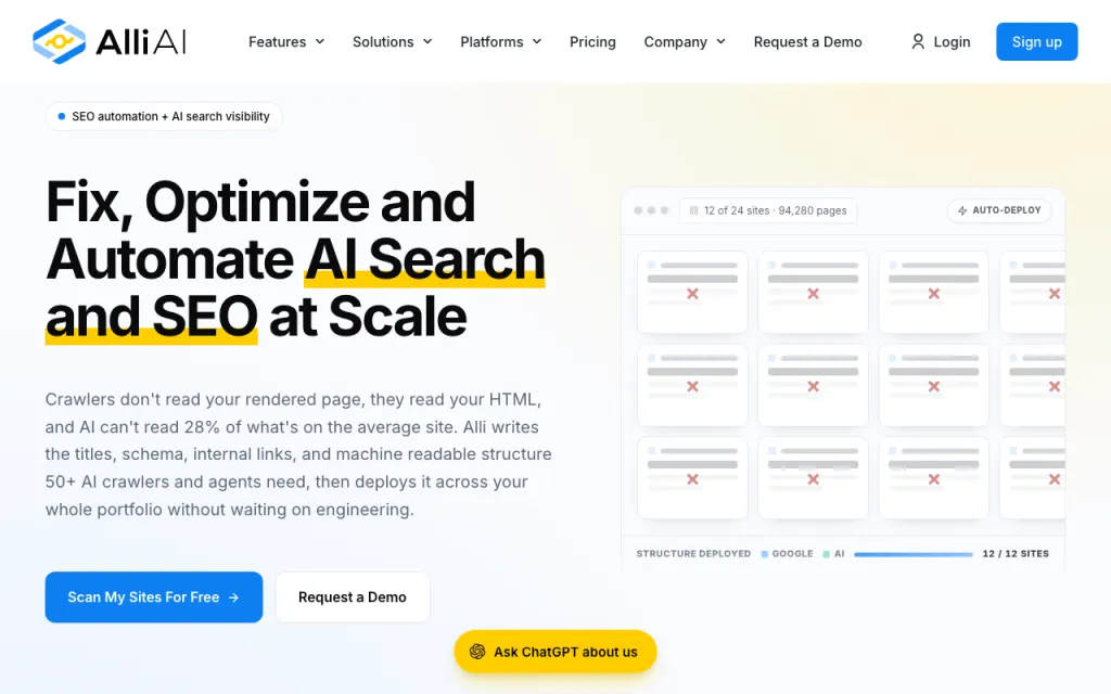 Alli AI website, captured by us