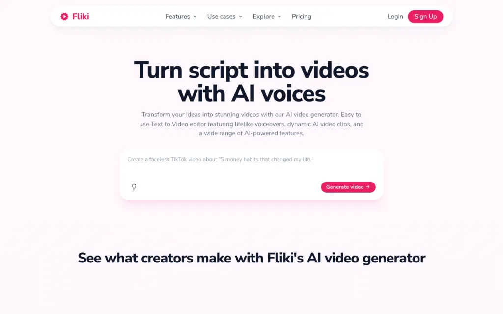 Fliki website, captured by us