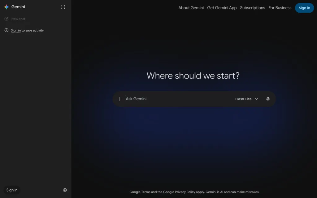 Gemini website, captured by us