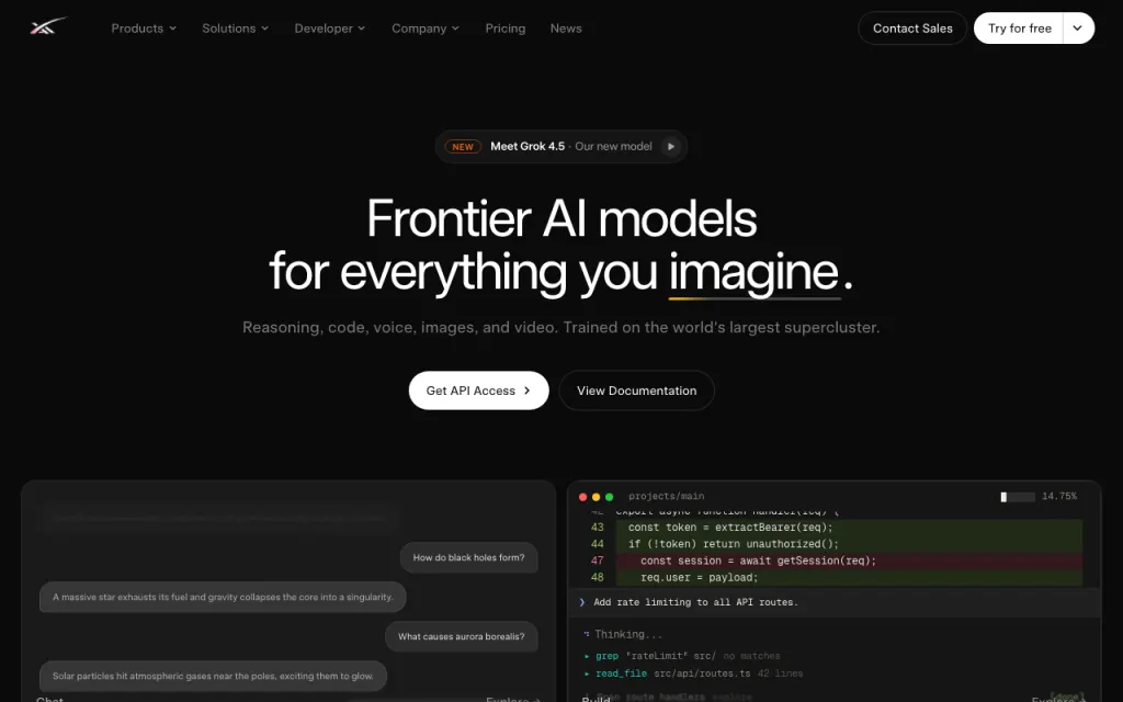 Grok website, captured by us