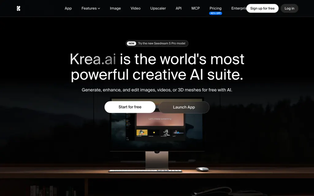 Krea website, captured by us
