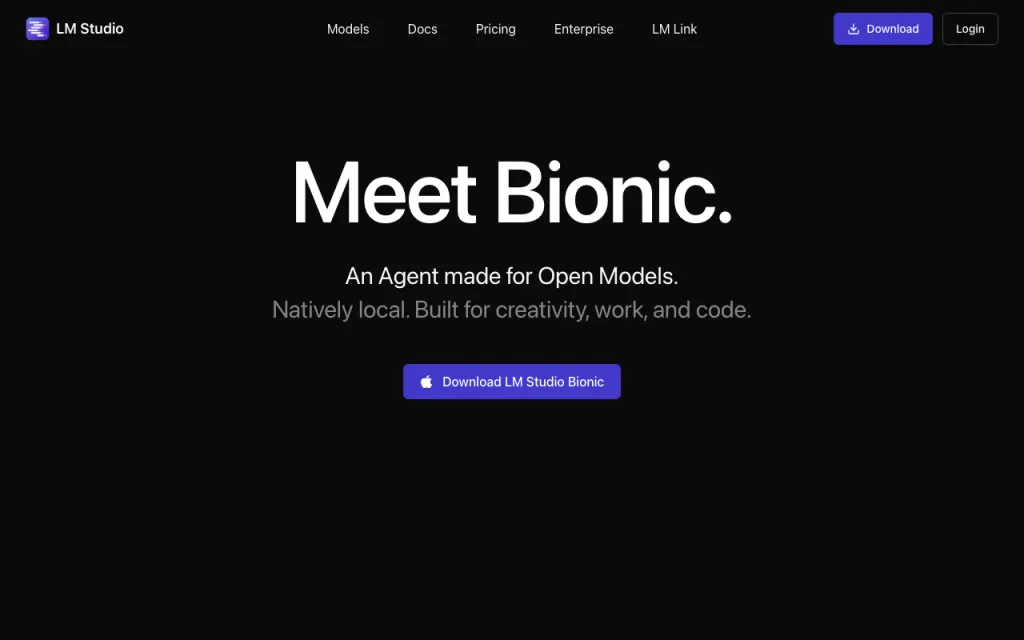 LM Studio website, captured by us
