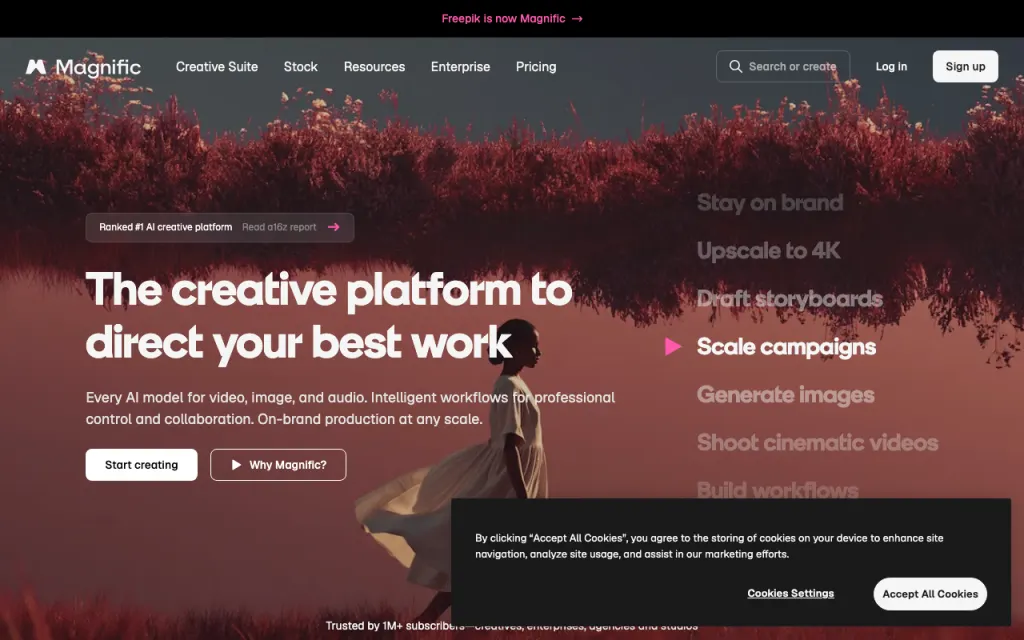 Magnific AI website, captured by us