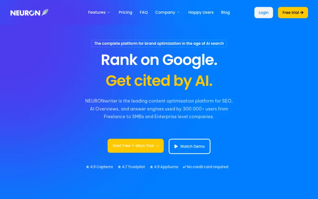 NeuronWriter website, captured by us
