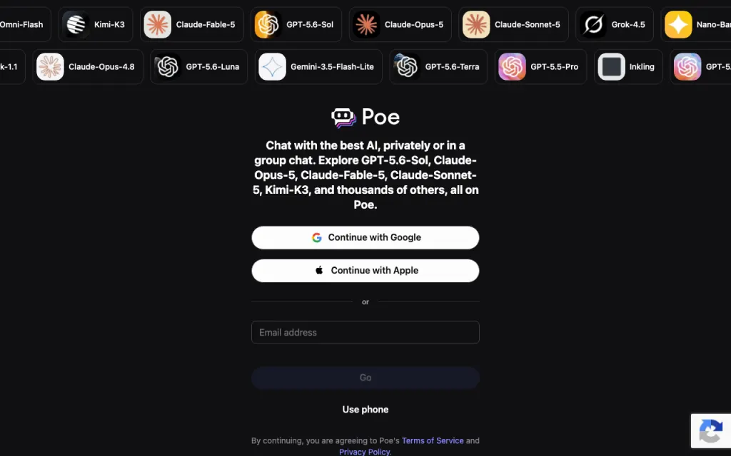 Poe website, captured by us