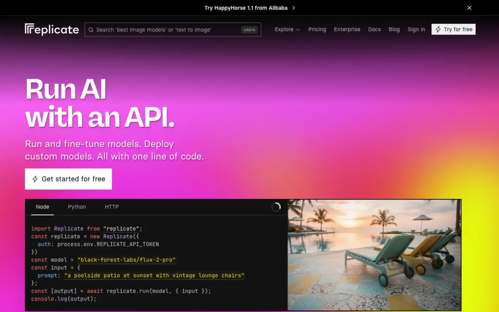 Replicate website, captured by us