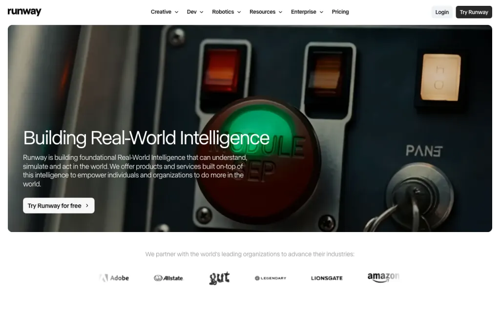 Runway website, captured by us