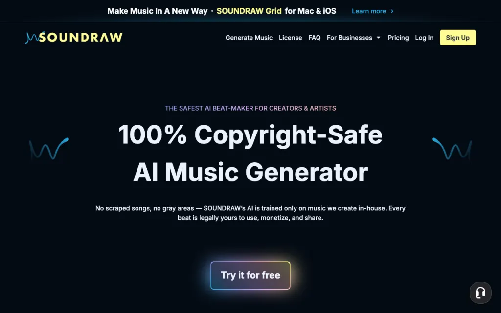 Soundraw website, captured by us