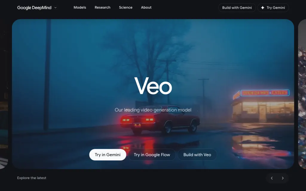 Google Veo website, captured by us